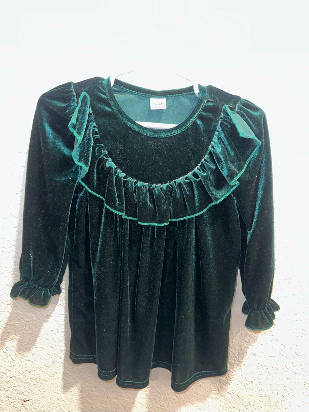 Emerald Green Velvet Ruffle Top